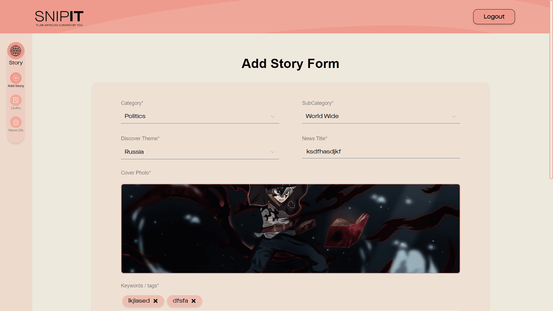 Admin Panel For Feeding And Managing the News.